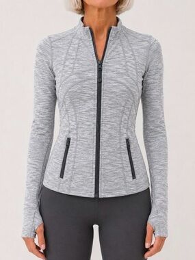 Luluemon Define Full Zip Jacket Sz 6 Luon Fit Grey Black Yoga Running Pockets